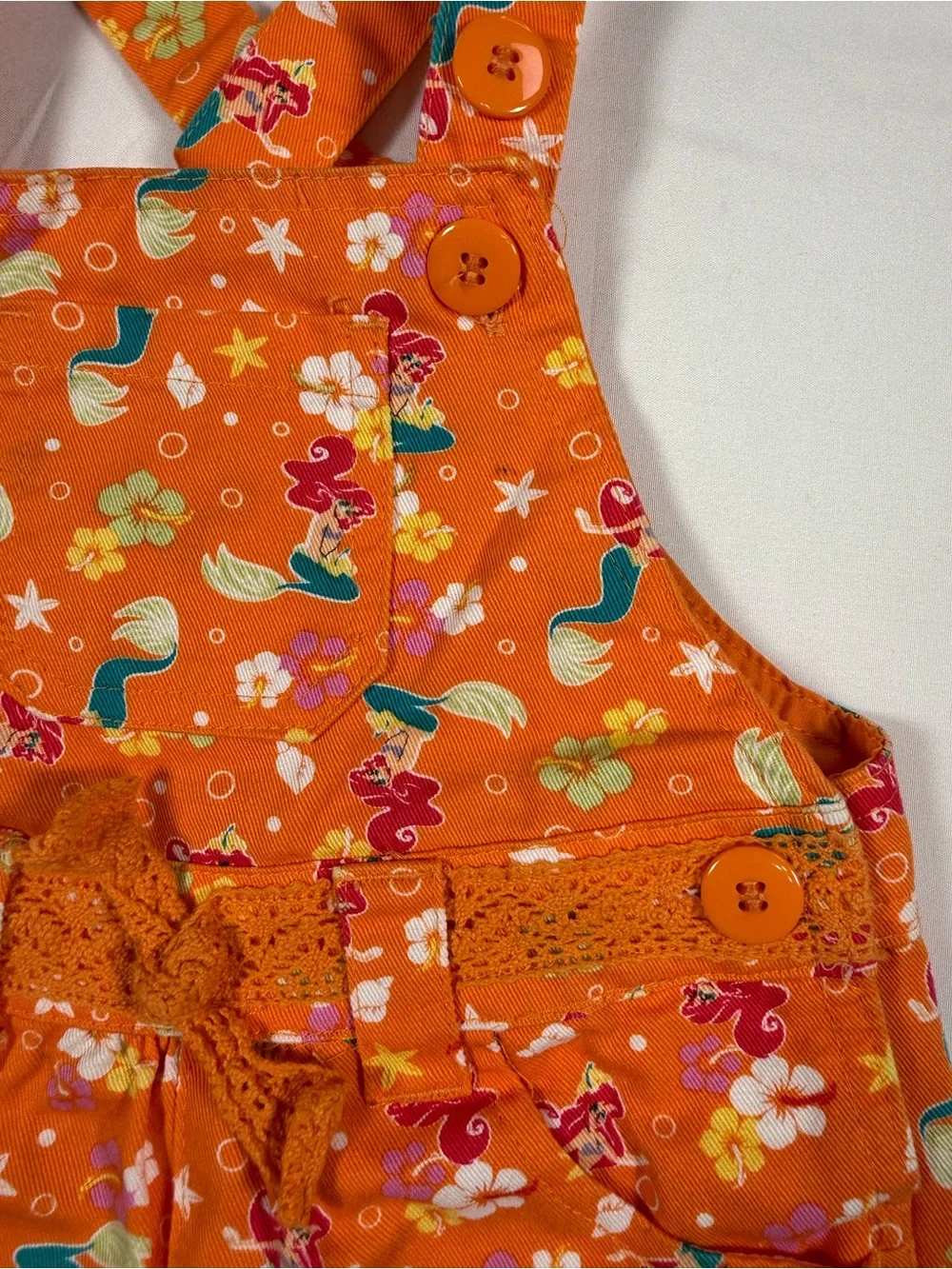 THE WONDERFUL WORLD OF DISNEY Girls Ariel Little Mermaid Overalls 12M Princess